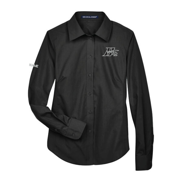 D&J Women's Grayscale Embroidered Staff Woven Button-Up Shirt Thumbnail