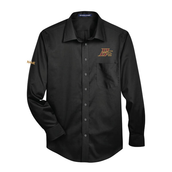 D&J Men's Embroidered Staff Woven Button-Up Shirt Thumbnail