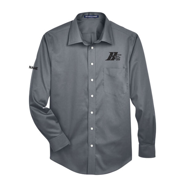 D&J Men's One Colour Embroidered Staff Woven Button-Up Shirt Thumbnail