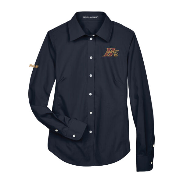 D&J Women's Embroidered Staff Woven Button-Up Shirt Thumbnail