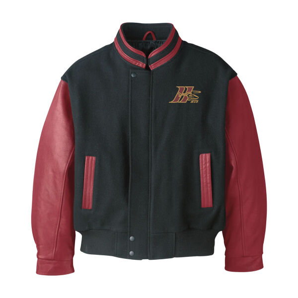 Graduate Men's Emblem Embroidered Leather Jacket Thumbnail