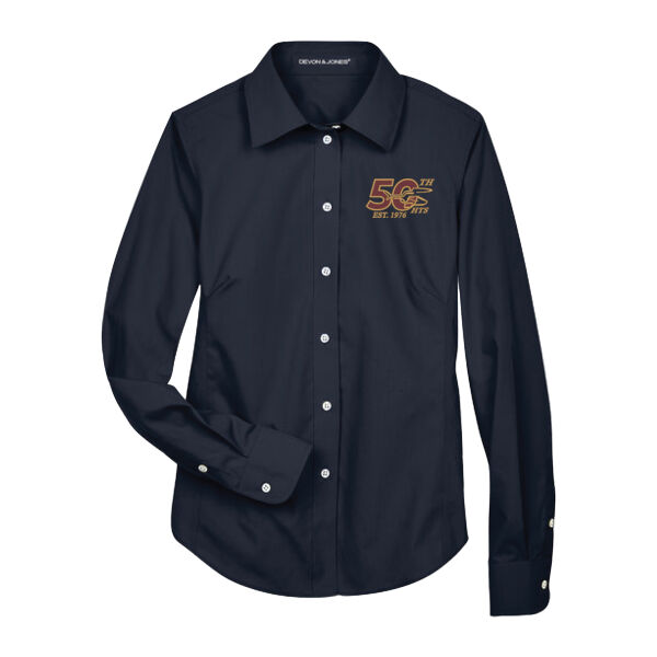D&J Women's 50th Anniversary Embroidered Woven Button-Up Shirt Thumbnail